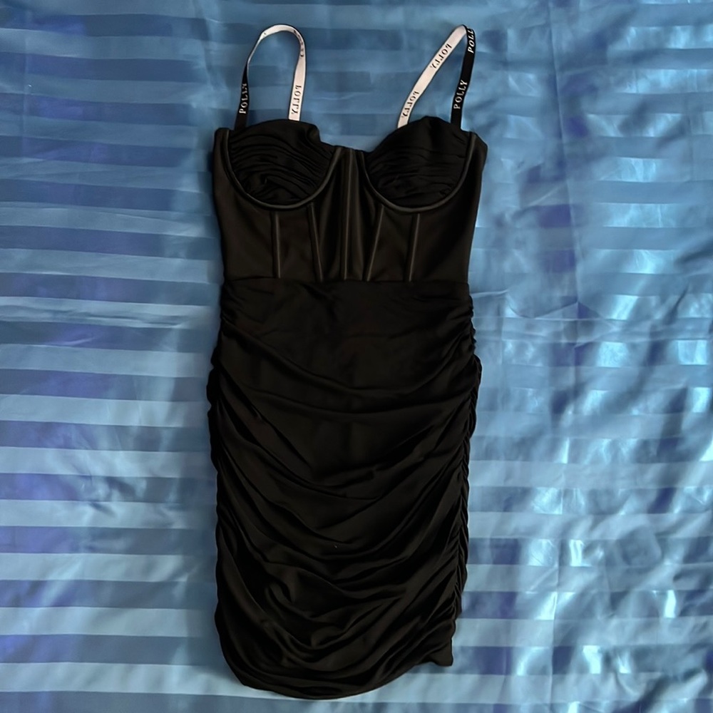 Oh Polly US 2 black ruched dress with corset top